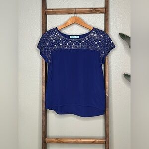 Annabella Navy Beaded Blouse